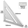 Triangle Ruler 7Inch Measurement Tool Aluminium Alloy Carpenter Set Square Angle Woodworking Tools Try Square Triangular Metric