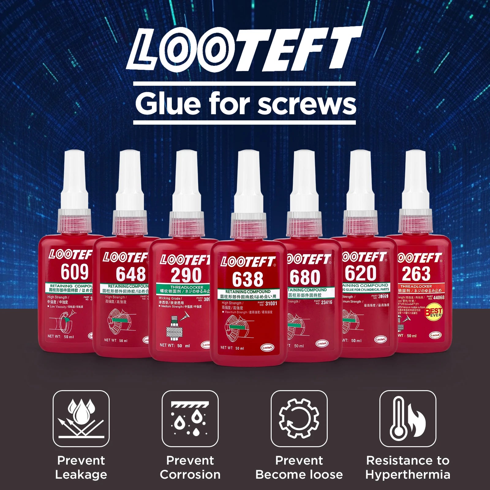 Screw Glue Anti Loosening Fastening Anaerobic Glue Corrosion-Resistant And High-Temperature Resistant Thread Sealing Glue