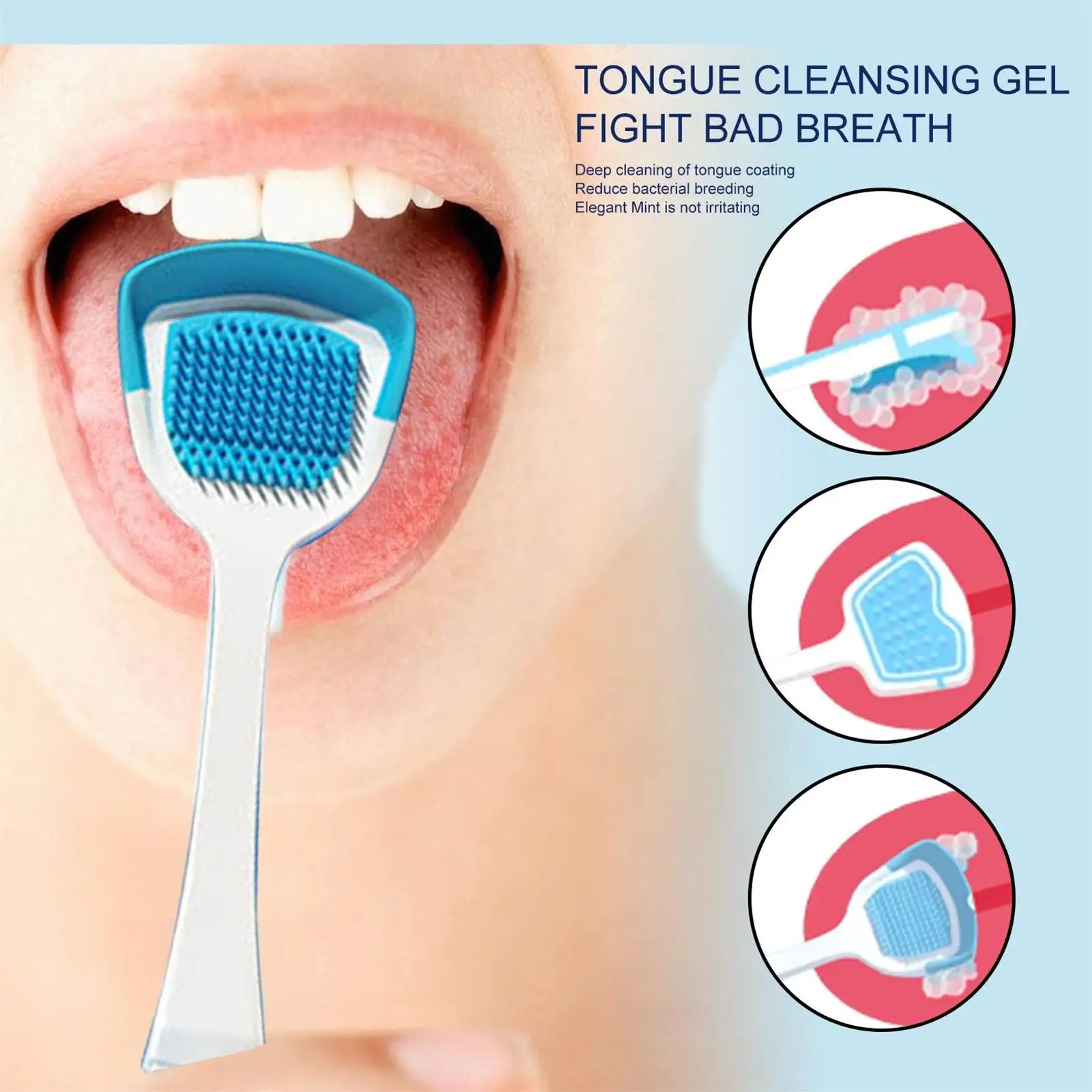 Tongue Cleaning Gel Set Effective Tongue Cleaner Gel Orals Cleaner Set Mint Tongue Scraper & Scrubber Effective Mouth Odor
