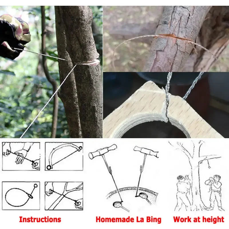 High-quality Multi-purpose Mini Pocket Wire Saw Stainless Steel Wire Saw Orange Outdoor Camping Emergency Survival Gear Tools