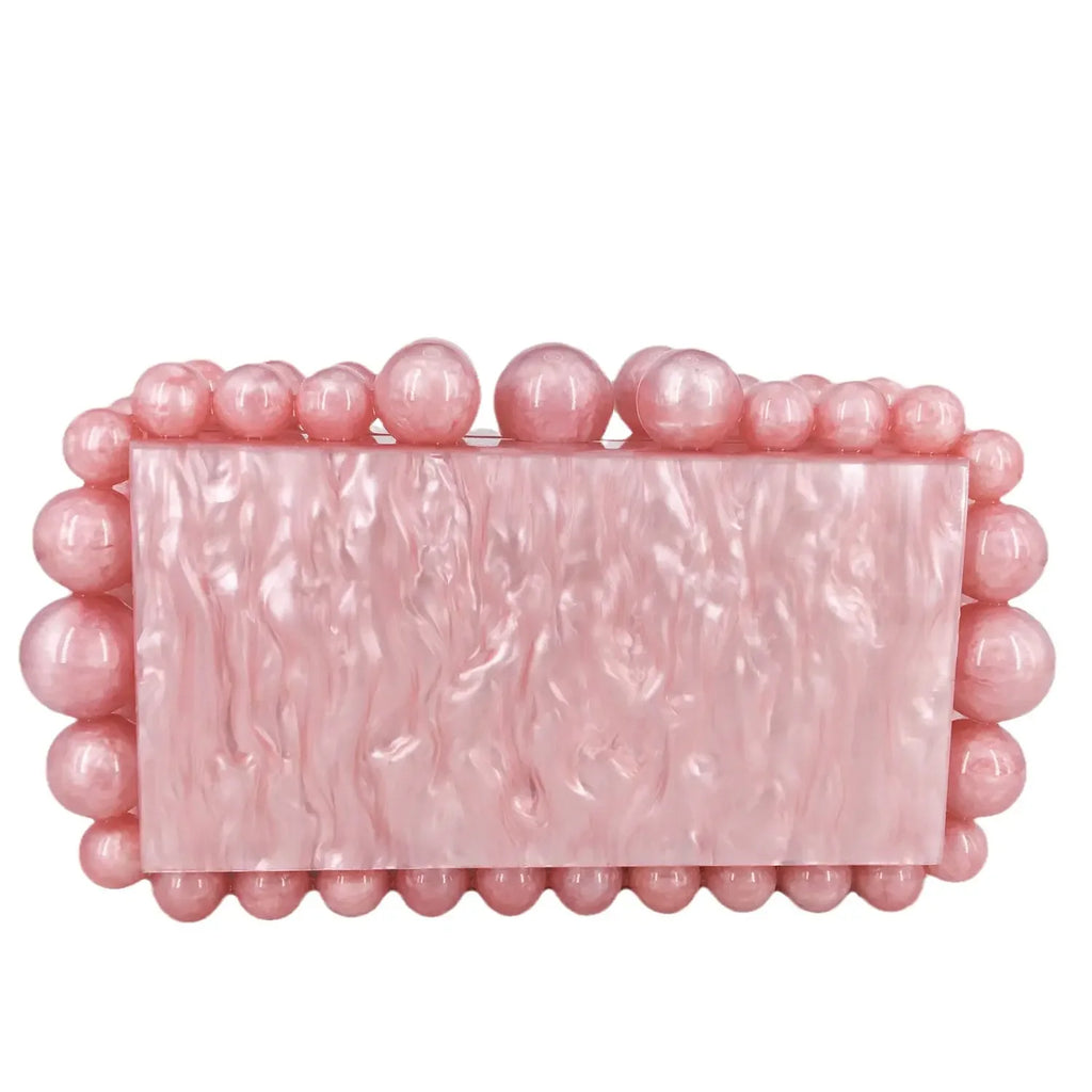 Boutique De FGG Women Acrylic Box Clutch Beaded Evening Handbags Casual Clutches Purse Chain Shoulder Bags Crossbody Bag