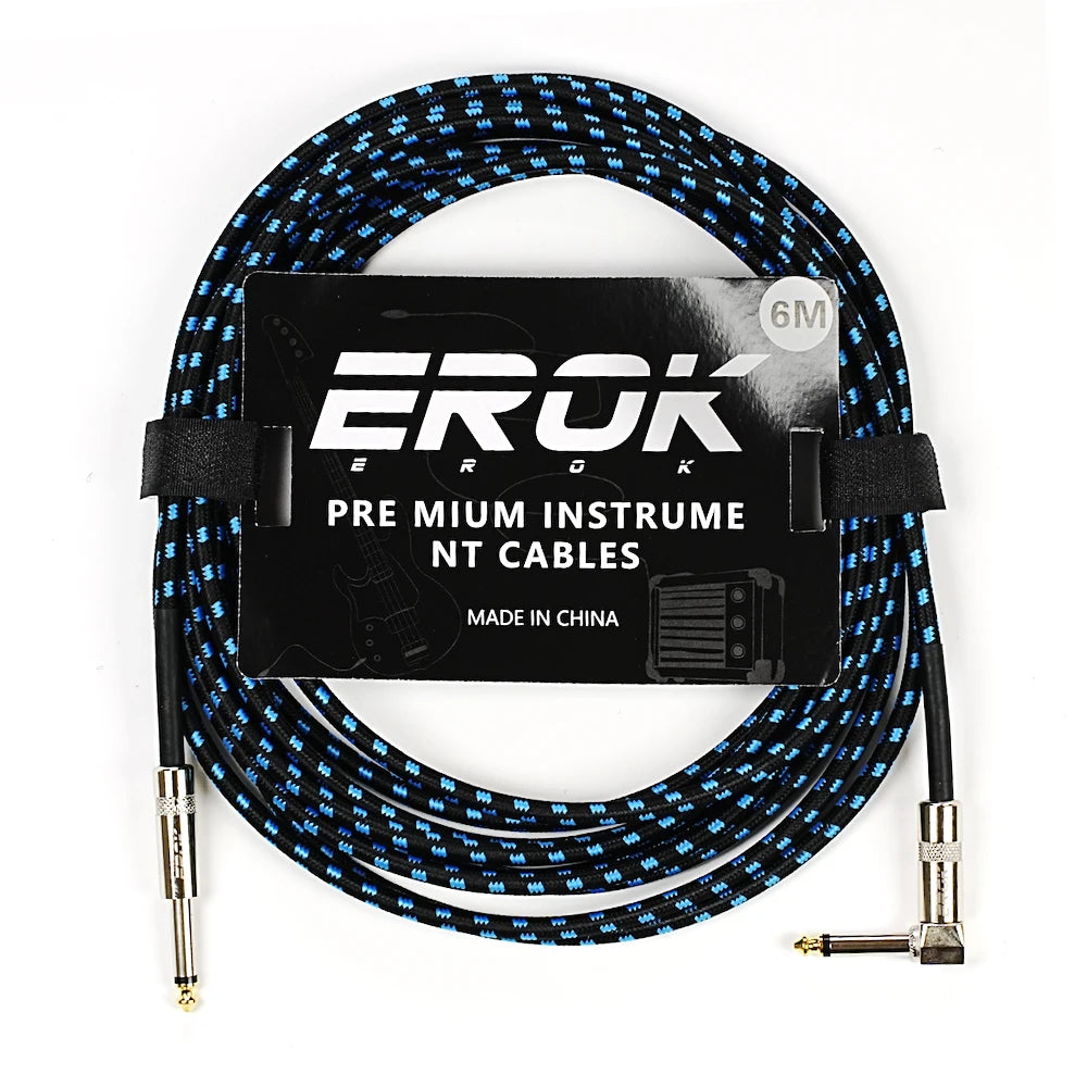 EROK 1.5/3/6/10M Guitar Audio Cables Anti-Noise Line 6.35mm Male to Male Colorful Braided Line Pedal Guitar Bass Universal Cable