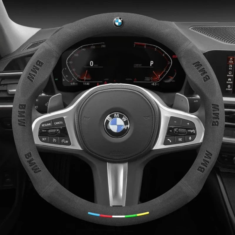 Car Suede AntiSlip Steering Wheel Cover For BMW M E39 E46 E60 E70 E90 E91 G05 F10 F15 F20 F30 G20 G30 X1 X3 X4 X5 X6 X7 M3 M4 M5