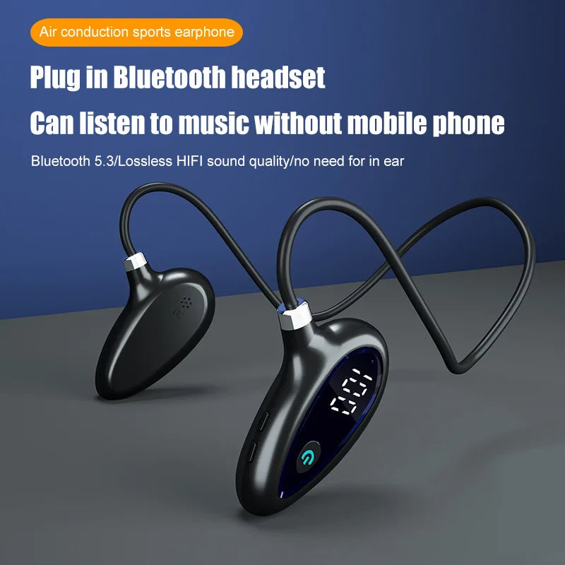 Neck Mounted Bluetooth Earphone Support Card Insertion Bluetooth 5.3 Long Bttery Life Not In Ear Power Display Sport Earphone
