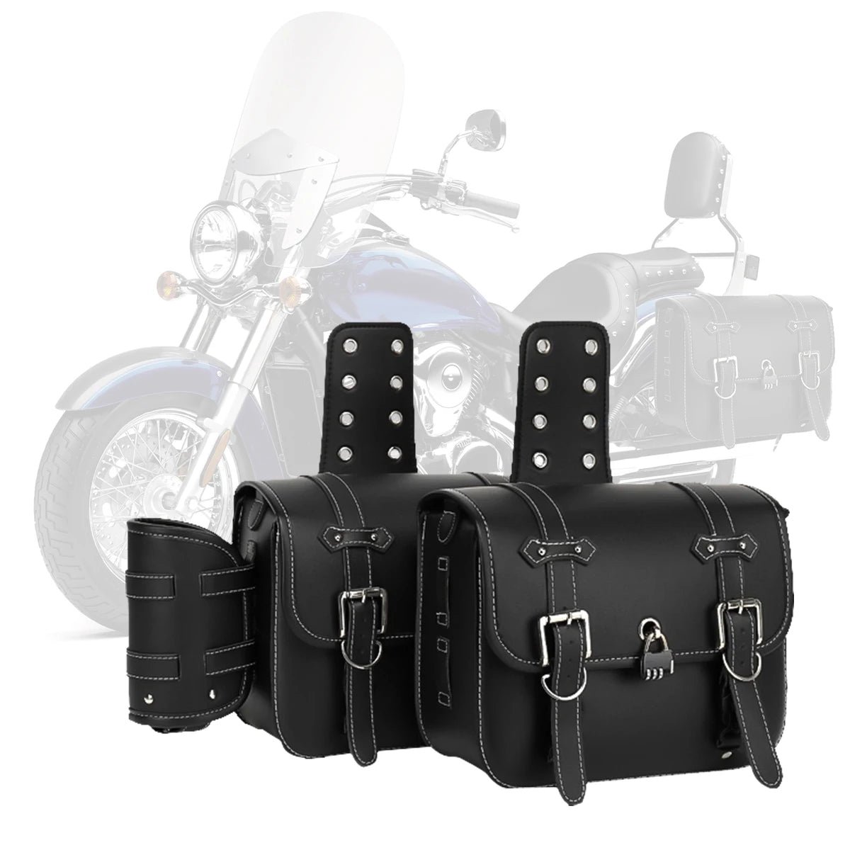 Retro Fashion Motorcycle Saddle Bags Pouch Storage Case Side Luggage Tank Suitcase Waterproof PU Leather Motorbike Accessories