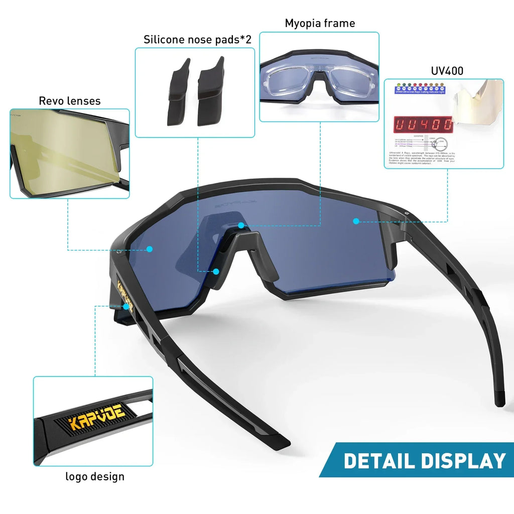 Kapvoe Polarized Sunglasses Fashion Cycling Glasses Bike Road Driving Goggles Outdoor UV400 Sports MTB Road Mountain Bicycle