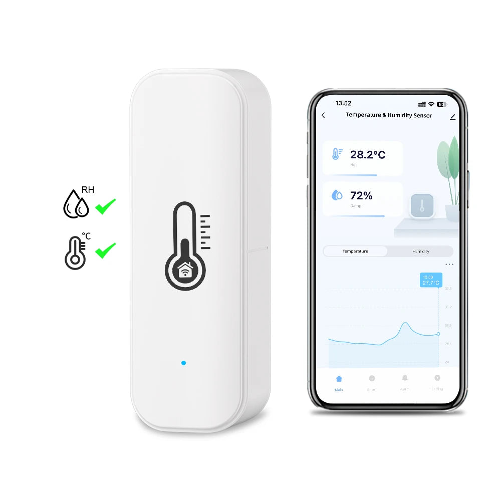 Tuya WiFi Indoor Smart Temperature and Humidity Sensor Hygrometer Battery Powered APP Monitoring For Alexa Google Home Voice