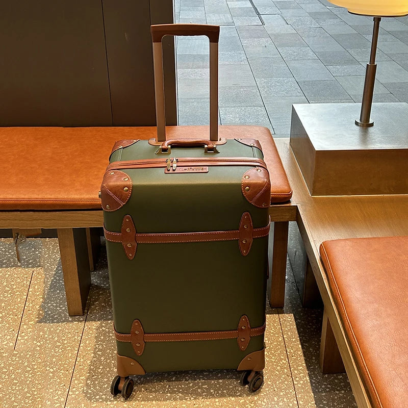 Retro 20-inch carry-on suitcase 28-inch large-capacity rolling luggage handleable luggage, internet sensation travel luggage