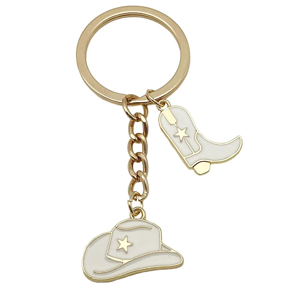 5pcs Boots Cowboy Hat Horseshoe Western Cowboy Alloy Pendant Keychain, Best Gift Choice