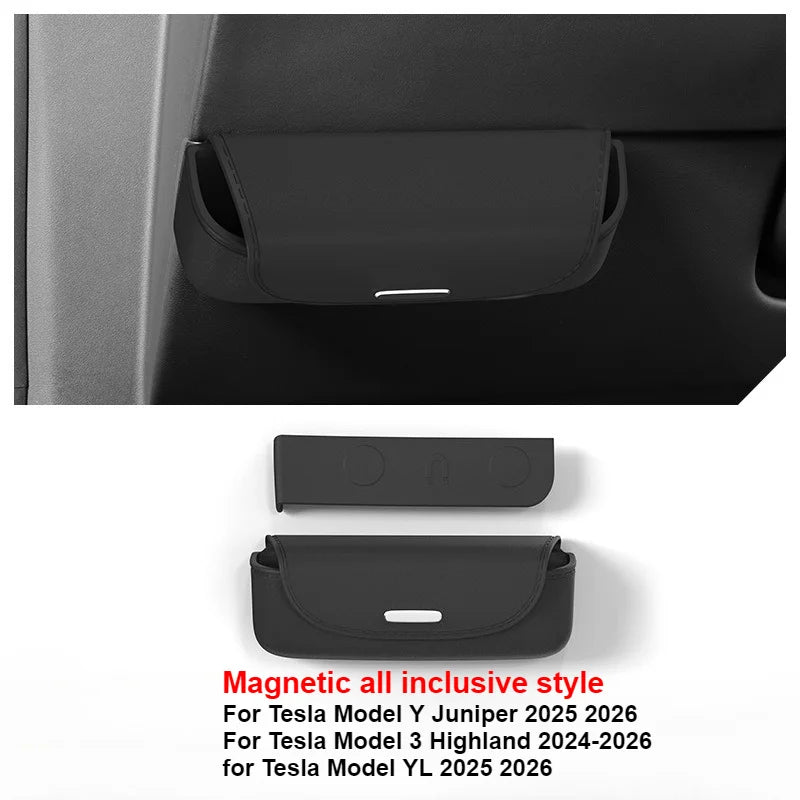 Silicone Glasses Case For Tesla Model 3/YL/Y Juniper 2025 2026 Magnetic Closure Design Sun Glasses Storage Box Car Accessories