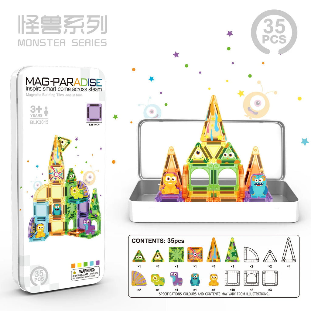 Mini Magnetic Building Blocks for Children, Portable Magnetic Toys with Bright Colors and Fun Designs, Birthday and Holiday Gift