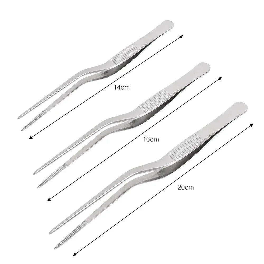 Kitchen Tongs Kitchen Utensil BBQ Tweezer Food Clip Kitchen Bar Chief Tongs Stainless Steel Portable for Picnic Barbecue Cooking
