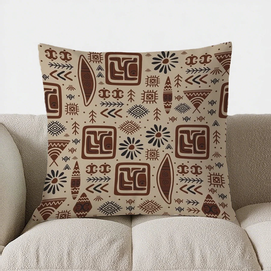Colorful Geometric Floral Pattern Double-sided Printed pillow cover Short plush Suitable living rooms sofas throw cushion cover