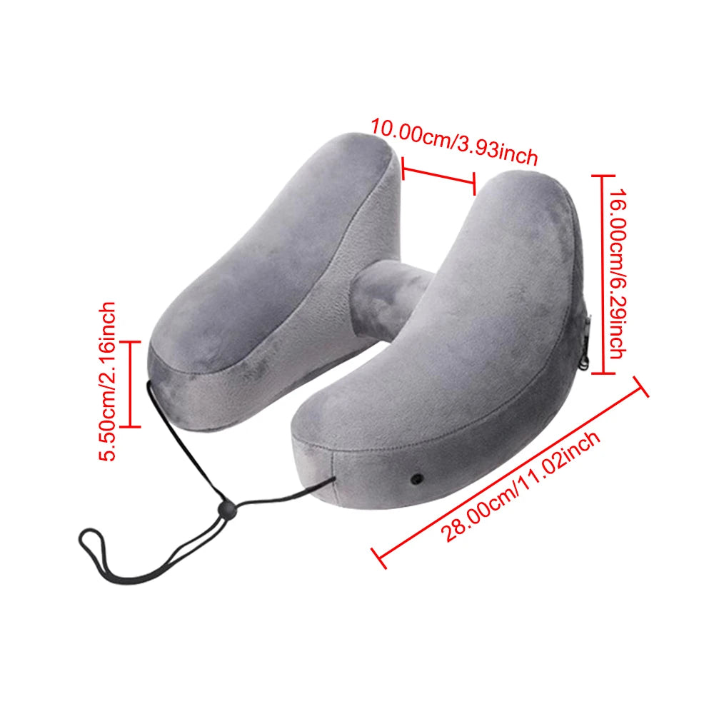 Portable U-Shaped Pillow Inflatable Neck Pillow With hood H-Shaped Inflatable Pillow Travel Neck Pillow Car Neck Rest Cushion
