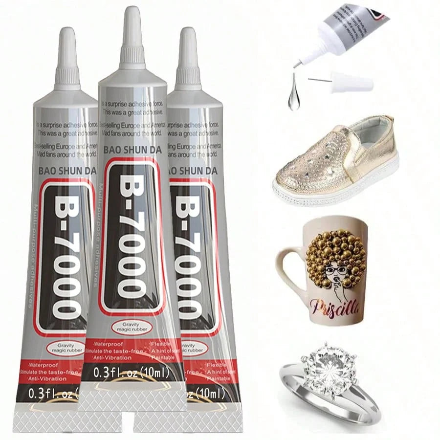 B7000 Clear Glue With Precision Applicator Tip, Suitable For Rhinestone Adhesive, Crafts Making,Shoe Bonding,Jewelry DIY,Metal.