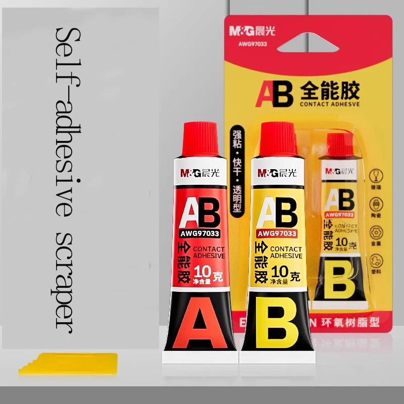 M&G AB Glue Universal Adhesive High Viscosity for Stainless Steel Marble Metal Plastic Wood - Strong Repair for Toys Models Orna
