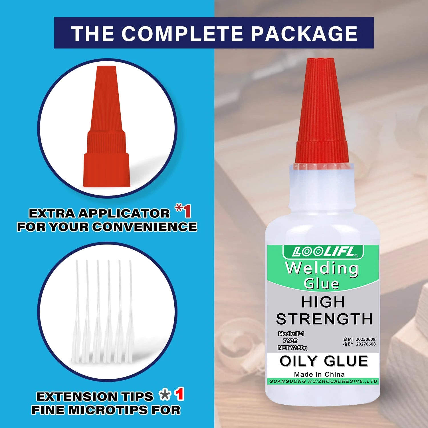 LOOLIFL 50g High Strength Oil-based Glue for Welding, Oil-based Super Glue, High Quality CA Glue - Universal Instant Adhesive for Resin Ceramics Metal Glass Wood, Complimentary Precision Dispenser.