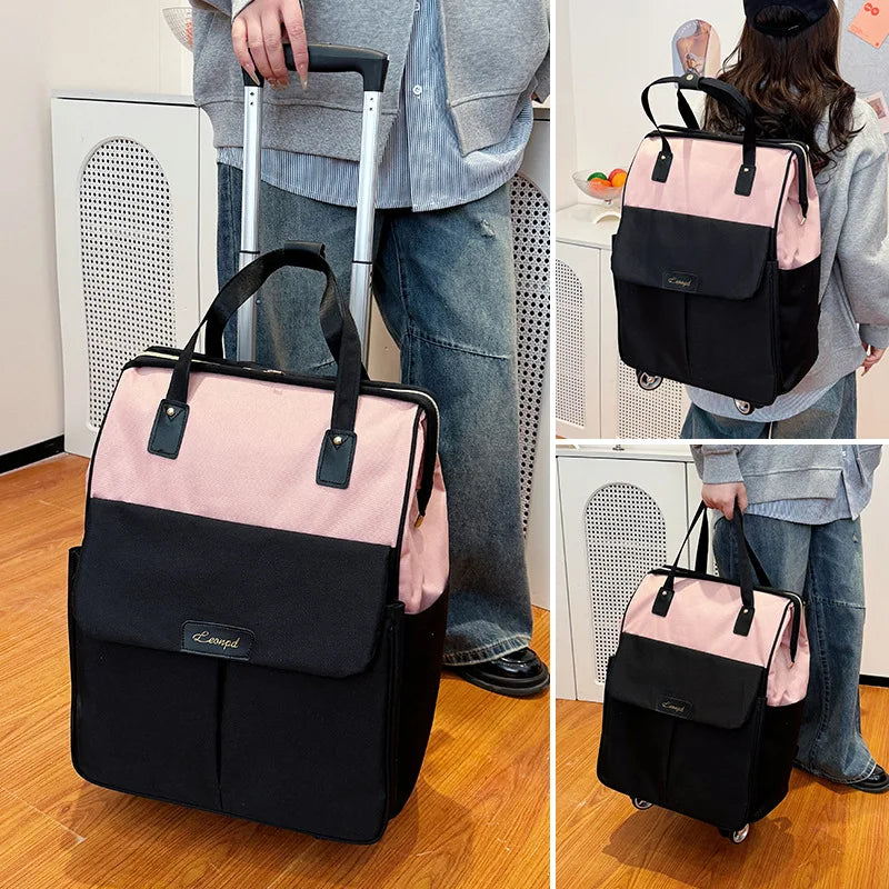 Large Capacity Double Shoulder Travel Bag Handheld Boarding Box Short Trip Luggage Bag Wheel Universal Pull Rod Bag