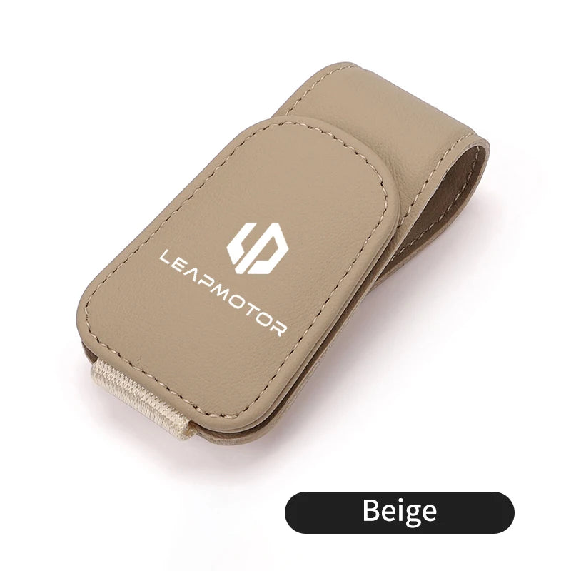 Car Sun Visor Eyeglass Hanger Leather Storage Holder Clip For Leapmotor Reev 2021 2022 2023 2023 LP Leap T03 S01 C11 C01