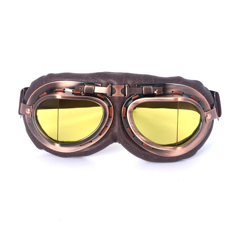 Vintage Leather Motorcycle Dirt Bike Goggles Pilot Motorbike Retro Jet Helmet Eyewear Glasses Outdoor Sports Goggle Glasses