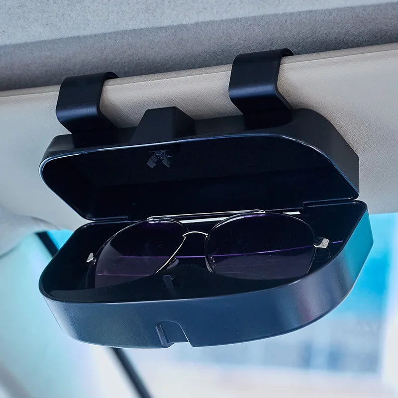 Universal Car Glasses Box Portable Sunglasses Holder Multifunction Driving Eyeglass Holder Sun Visor Lenses Case Car Accessories