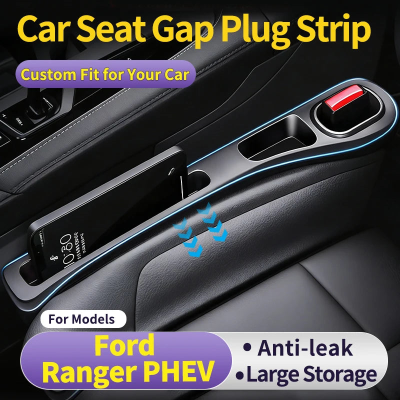 Custom Fit For Ford Ranger PHEV Car Seat Gap Filler Crevice Storage Prevents Phone Slipping Practical Side Storage Gadget 1 Pair