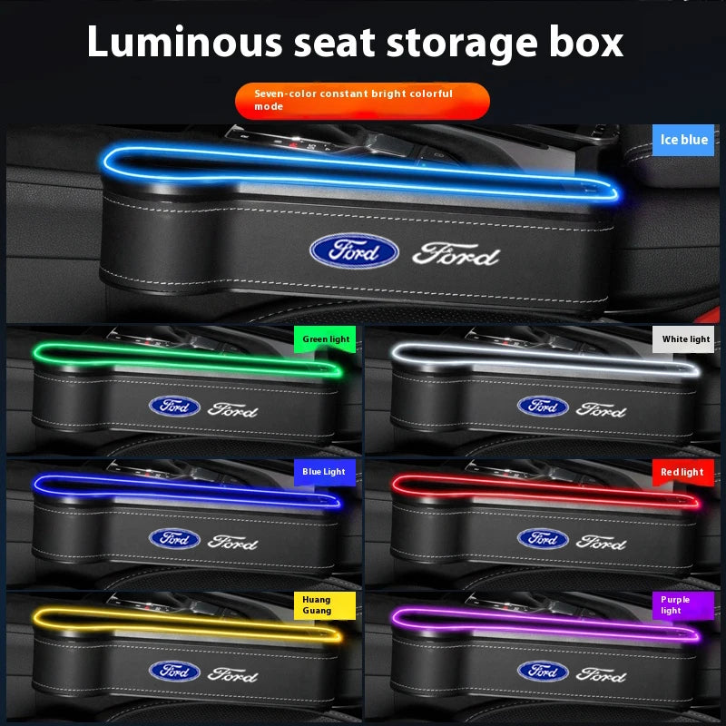 For Ford Mondeo Focus Explorer Escape Kuga Everest Bronco F-150 Ranger Transit Car Seat Gap Light Storage Box