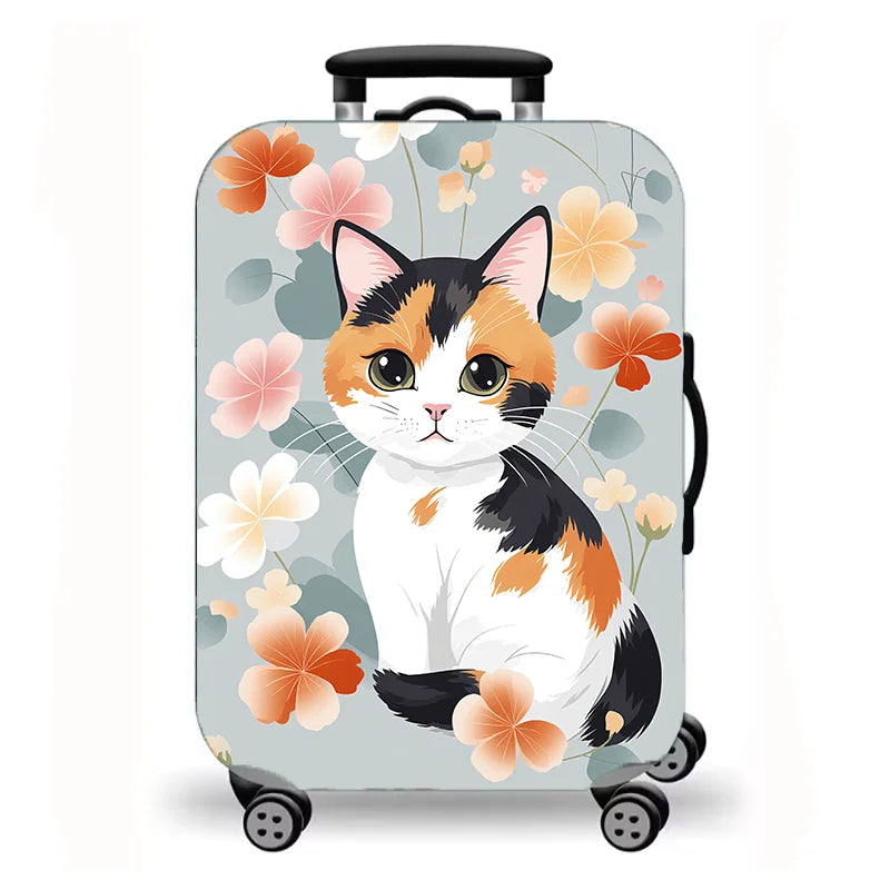 Luggage Cover, Cute Cartoon Cat Kitten Paw Print Stretch Suitcase Protector, Washable Anti-Scratch Travel Baggage Cover