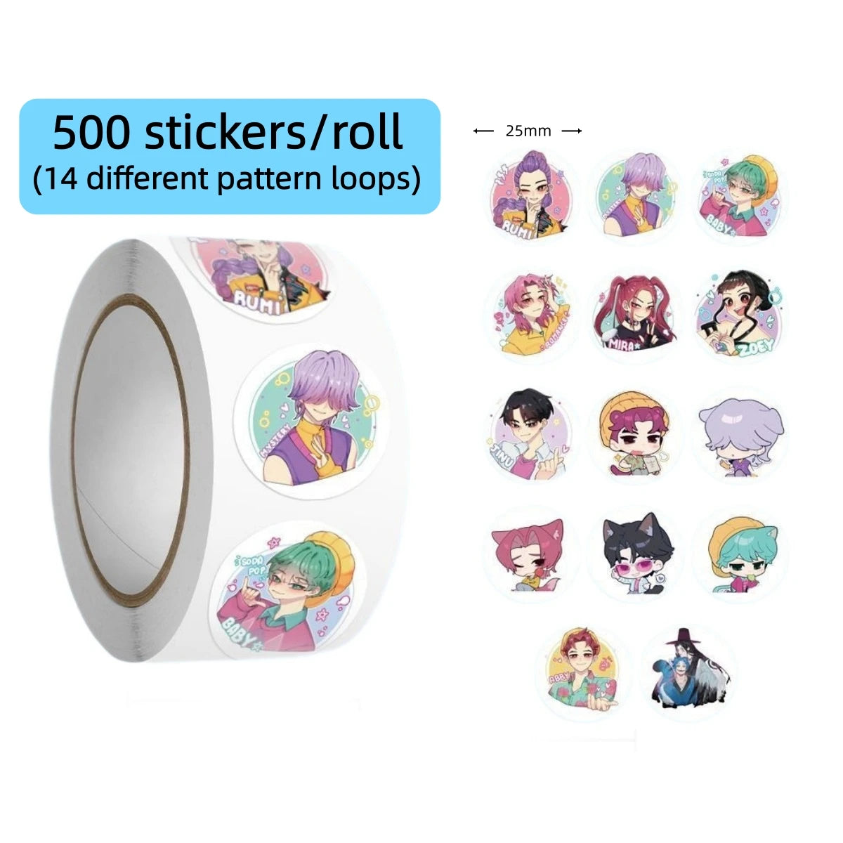 500Pcs/Roll Anime Lumi Mila Zoi Witch Hunter Stickers DIY Waterproof Decals for Scrapbook Phone Luggage Skateboard Laptop Decor