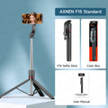 AXNEN F15 Extendable Selfie Stick Tripod 1717mm Stand for Cell Phone Removable Bluetooth Remote 360° Rotation Fill Light Option