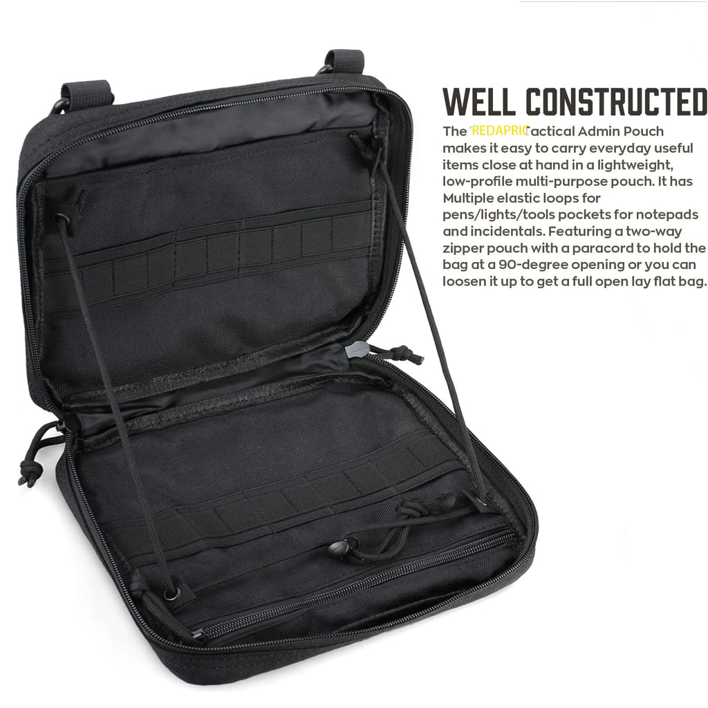Tactical Molle Admin Pouch, Material Semi-Hidden Zipper Tough Nylon EDC Utility Pouches Tools Bag EMT Utility Map Pocket