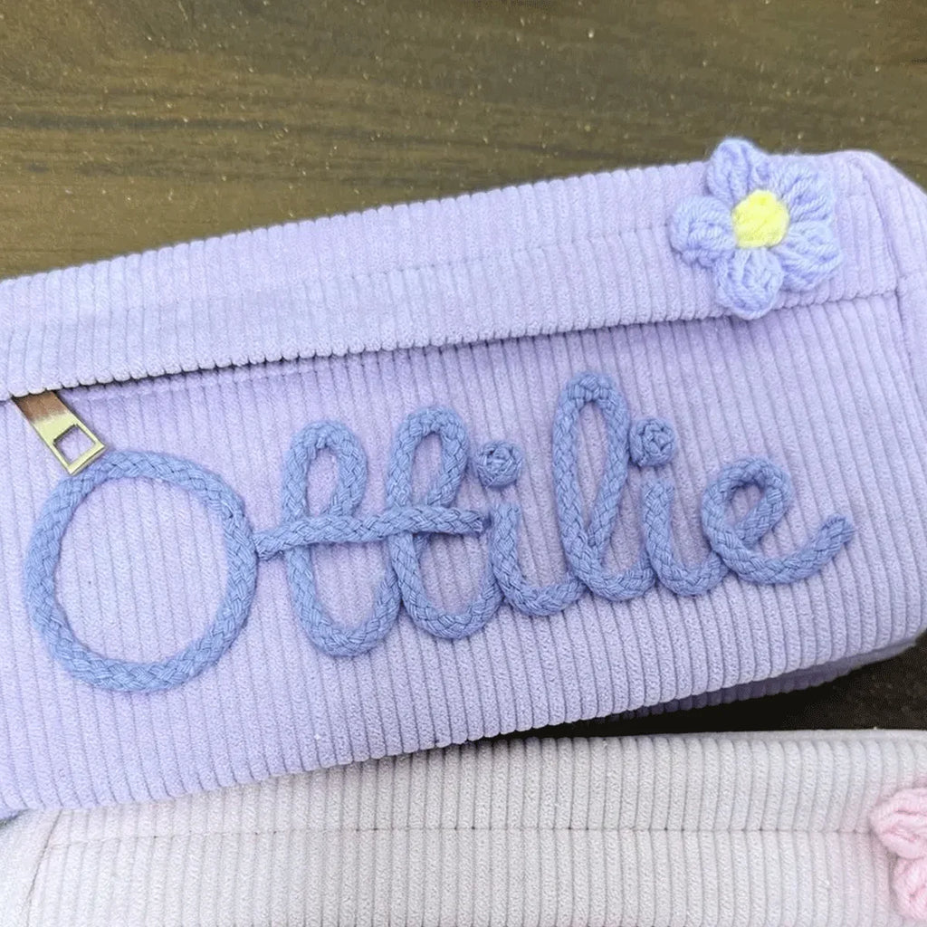 1pc Custom Corduroy Makeup Bag: Personalized yarn name bag, stylish and simple mini portable storage bag with large capacity
