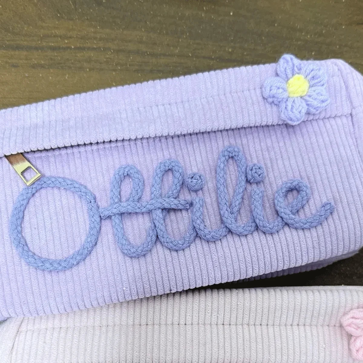 1pc Custom Corduroy Makeup Bag: Personalized yarn name bag, stylish and simple mini portable storage bag with large capacity
