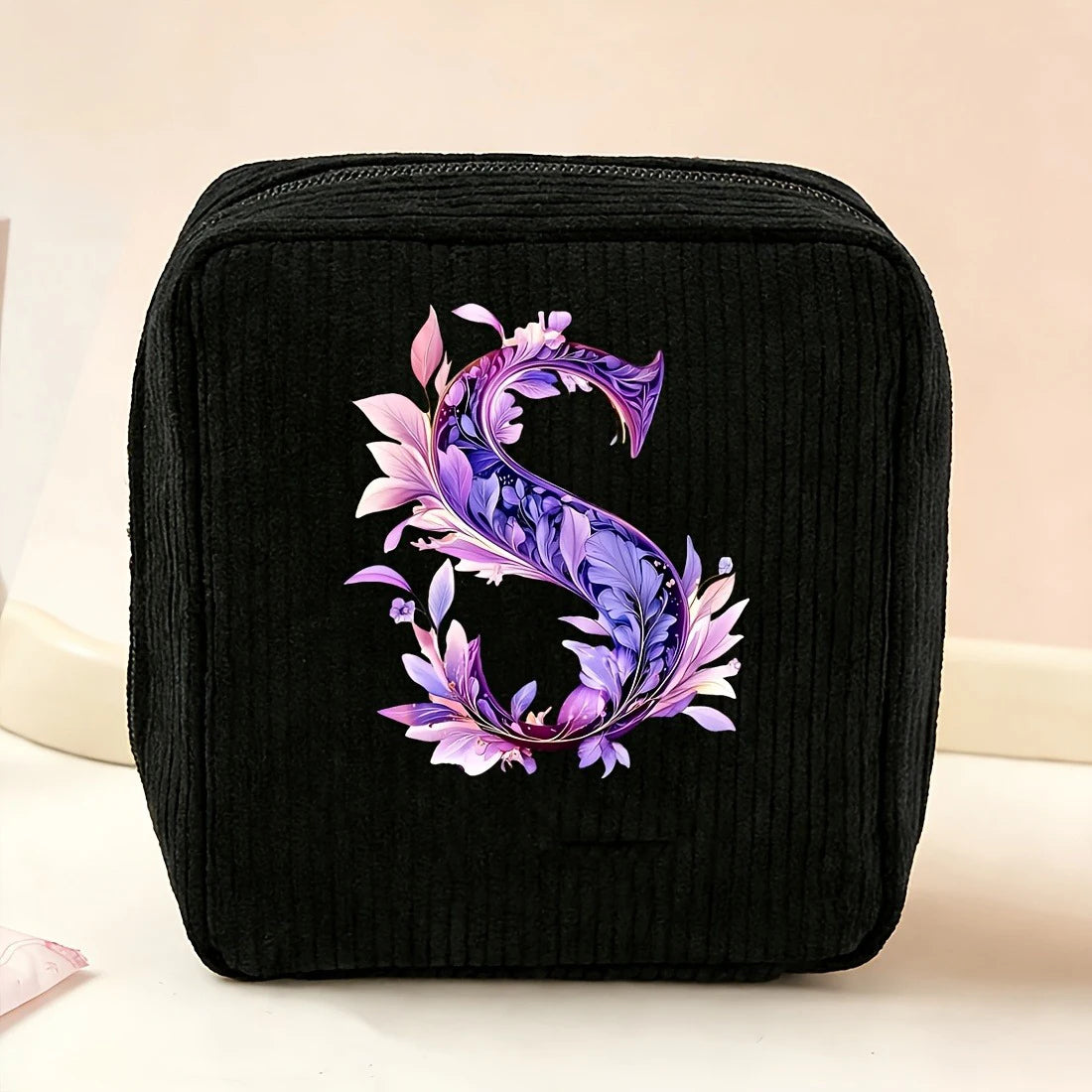 New Fashionable Purple Letter-Patterned Sanitary Napkin Storage Bag, Multifunctional Portable Travel and Daily Storage Bag, Ideal Gift Choice for Girls