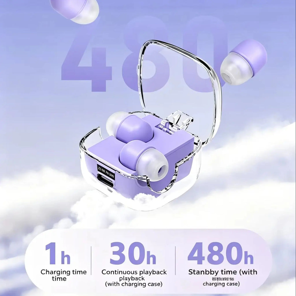 Bluetooth 5.3 Mini Invisible Sleep Earphones Noise Cancellation Hifi Stereo Office Headset Waterproof Sports Exercise Earbuds