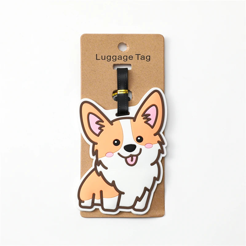 Travel Accessories Luggage Tag Creative Corgi &Cat Suitcase Fashion Style Portable Travel Hanging Tags and Anti Loss Signs