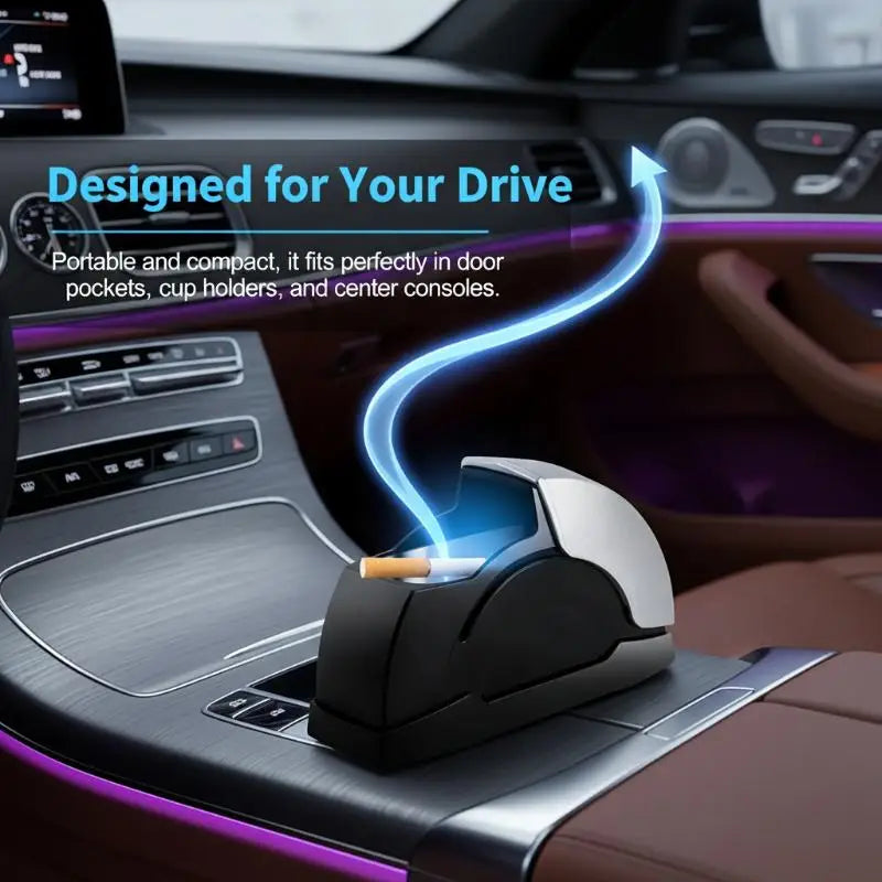 Automotive Night Light Ashtray Windproof Metal Interior Sleek Design Car Door Mount for  Road Trips