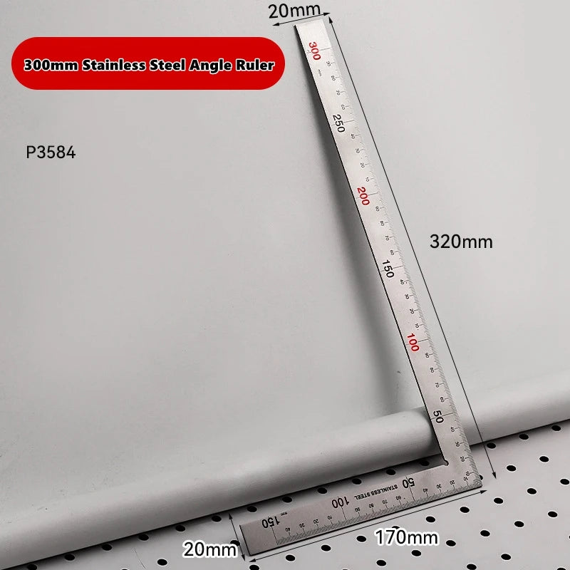 300/500mm Aluminum Alloy Square Ruler Right Angle 90° Turning Ruler Woodworking Ruler Steel Turning Ruler Measuring Tools Gauge