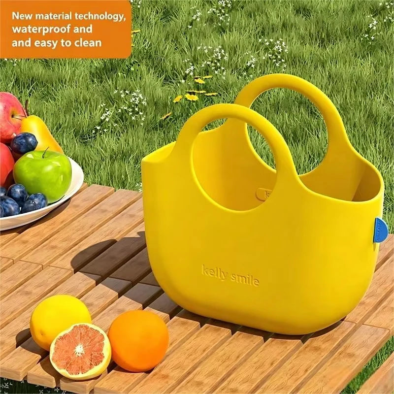 2026 New Fashion Beach Bag Waterproof Swimming Basket Bag EVA High-Capacity Handbag Lightweight Storage Bag Commute Shopping