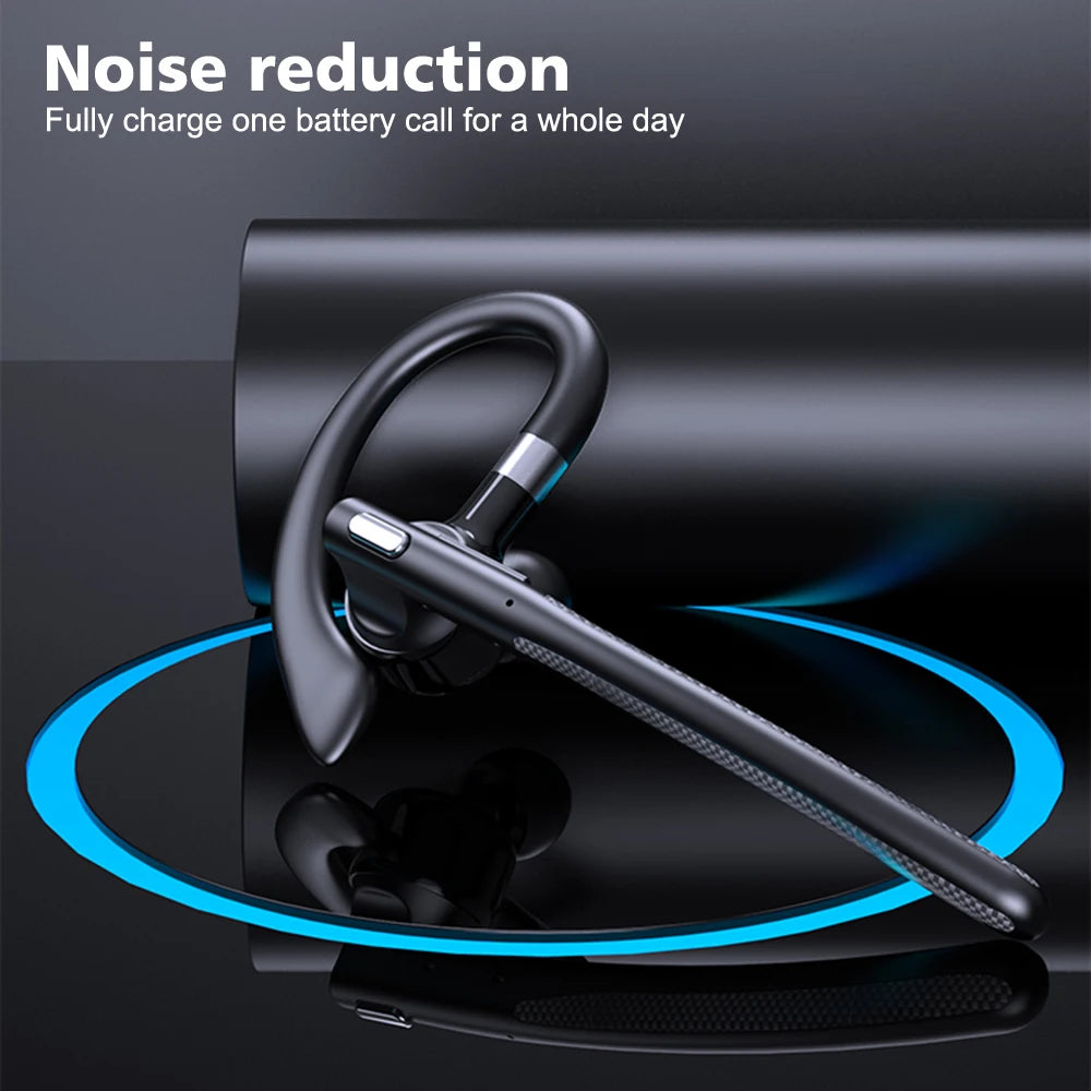 Single Ear Wireless Headset Ear-hook Bluetooth 5.4 Driving Headphone With Dual-Mic CVC8.0 Noise Cancelling Handsfree Earphones