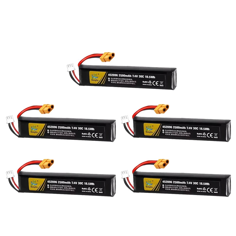 7.4V 2500mAh Lipo Battery Split Connection for Water Gun 2S 7.4V Battery for Mini Airsoft BB Air Pistol Electric Toys Guns Parts
