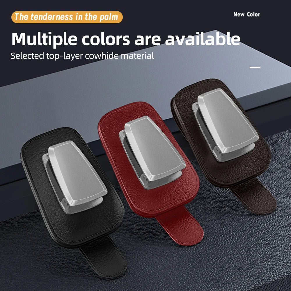 General Motors Glasses Clip Sunglasses Frame Soft Leather Metal Ticket Holder Multifunctional Glasses Mini Cars Accessories