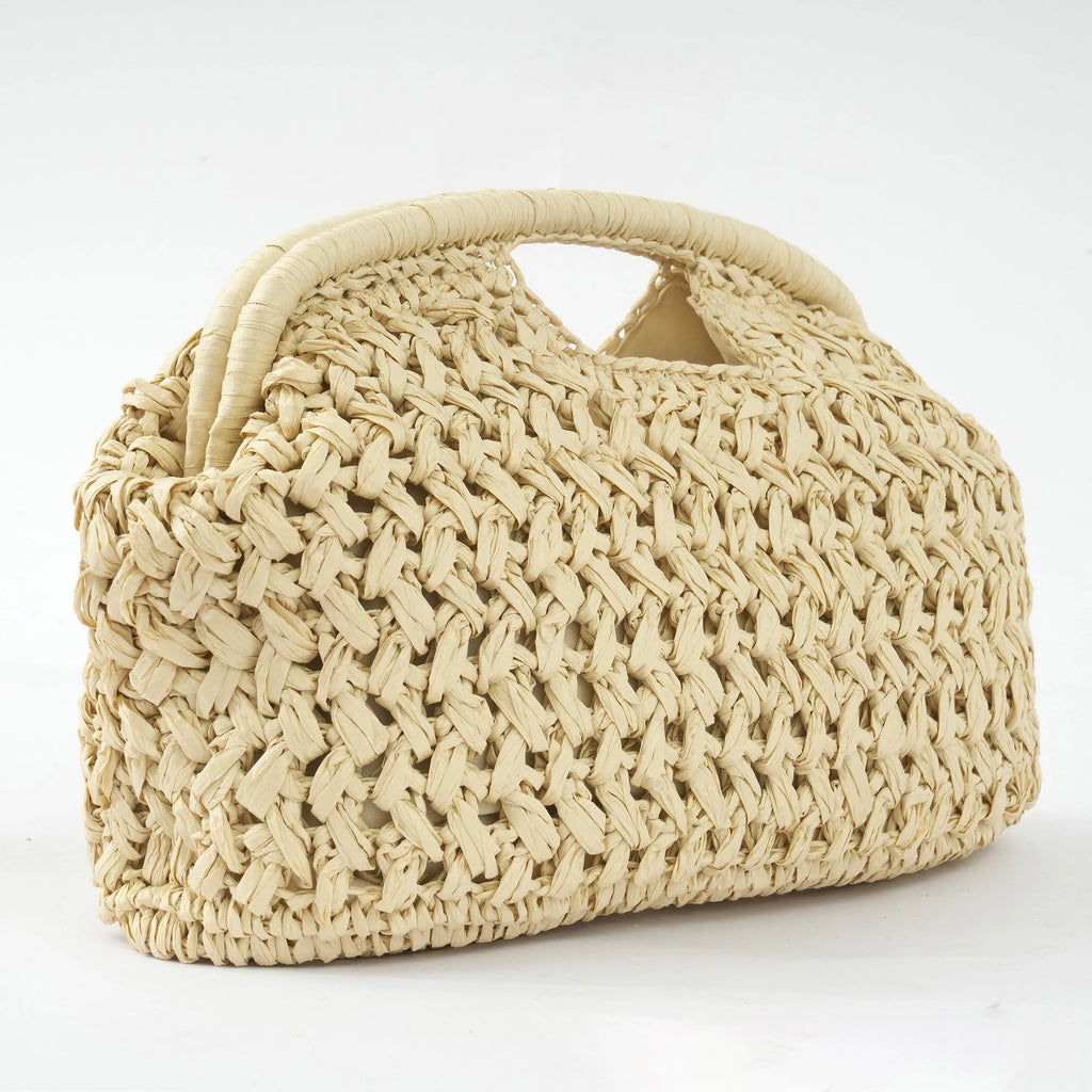 New Hollow Woven Bag Straw Clip Bag for Women Clutch Purse Crossbody Clip Bag Niche Summer