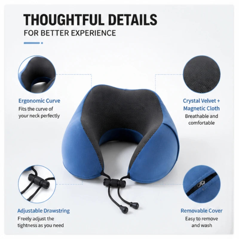 Airplane Special U-Shaped Travel Pillow, Soft Memory Foam Cervical Cushion for Daily Long-distance Travel