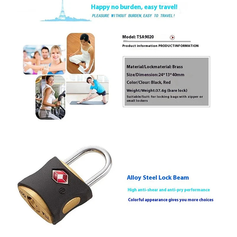 TSA Custom Lock Luggage Lock Travel Bag Lock Security Tool Cabinet Locker Padlock With Key Travel Mini Portable Anti-Theft Lock