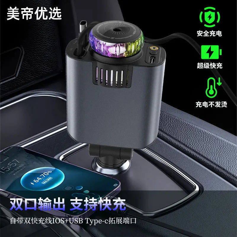 car charger super fast charging cable Apple 15 Huawei cigarette lighter conversion one to three fast charging data cable