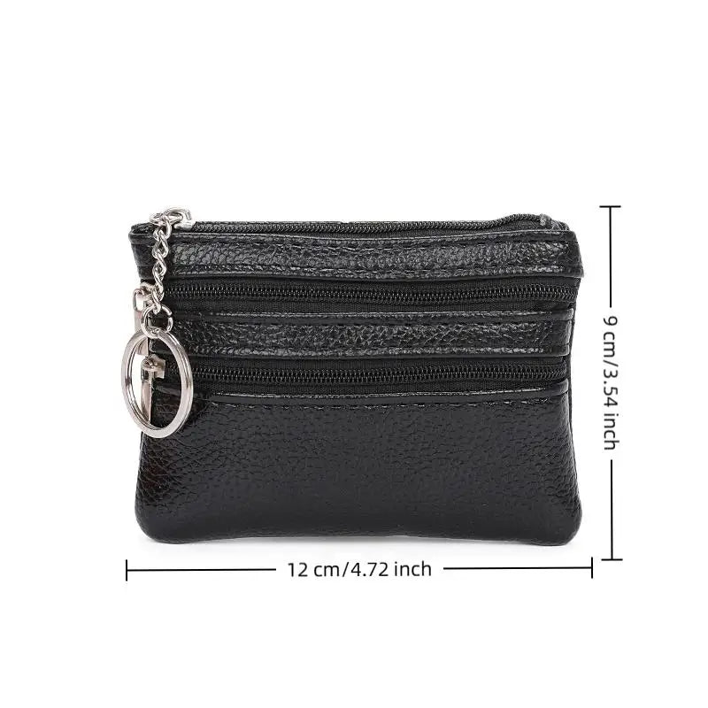 NEW PU Leather Portable Money Coin Purse Key Ring Waterproof Zipper Wear Resistant Credit Card Holder For Men Women