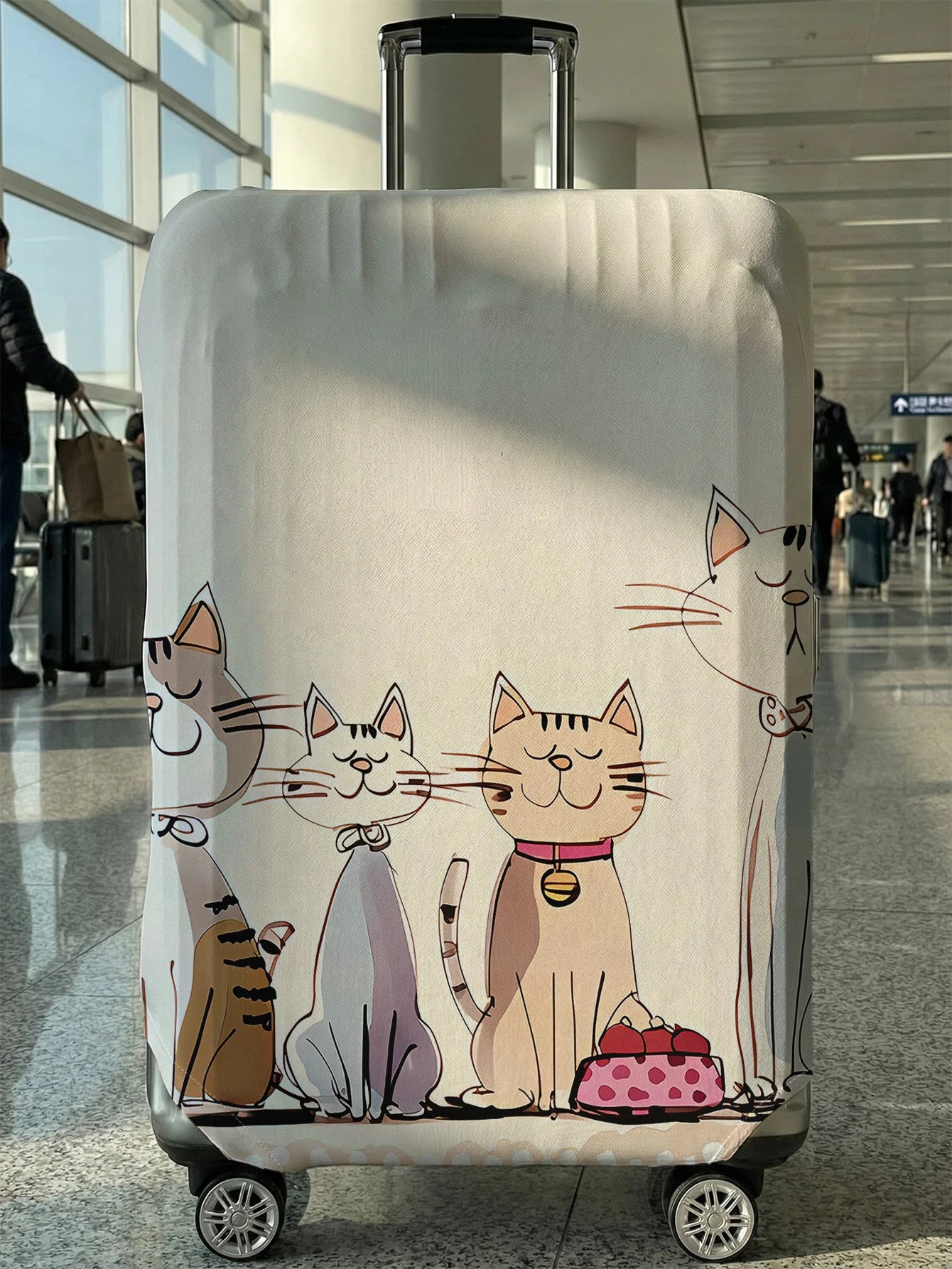 Hand Drawn Multiple Cats Print Luggage Cover, Suitable for 18-32 Inch Luggage Cover, Suitcase Protector, Travel Accessories