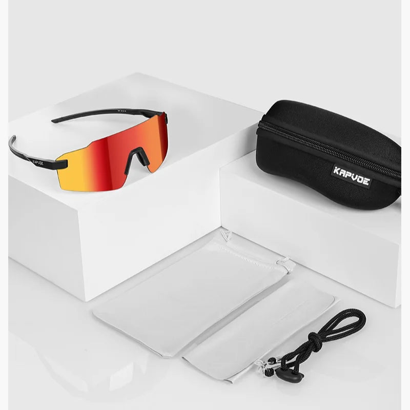 Kapvoe Light-Weight Runnning Sunglasses Cycling Glasses for Men Wide Vision Adjustable Nose Pad Women UV400 Hiking Eyewear