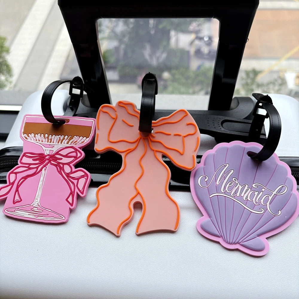 1Pc Bow Shell Cup Style Luggage Tag Pendant Bag Anti-Loss Tag Luggage Tag with Information Writing Anti-Loss Accessories